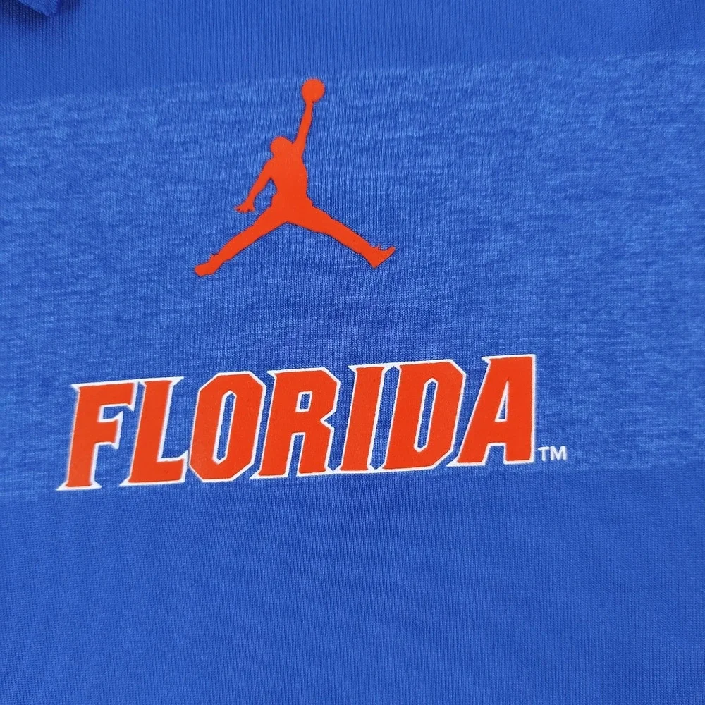 Florida Gators Shirt Mens Small Blue Dri Fit Jordan Polo Striped